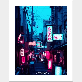 Tokyo Street Neon Synthwave Posters and Art